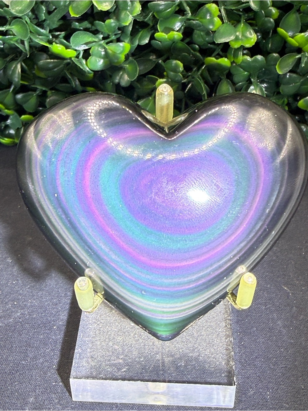 High-Grade Rainbow Obsidian Puffy Heart